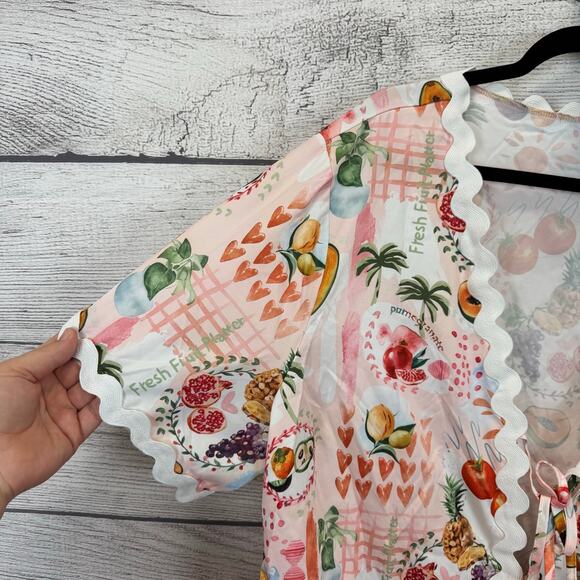 Shein Plus Size Light Pink Summer Fruit Printed 2 Piece Matching Set Size 4XL - Picture 3 of 11